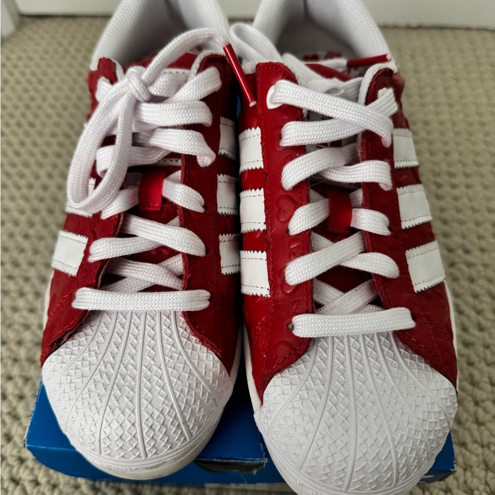 Adidas Red and White Classic Sneakers